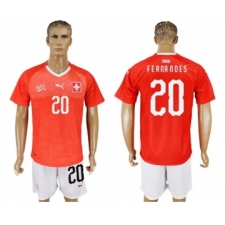 Switzerland #20 Fernandes Red Home Soccer Country Jersey