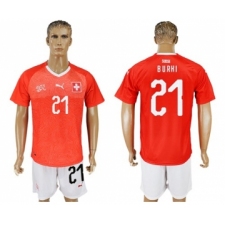 Switzerland #21 Burki Red Home Soccer Country Jersey