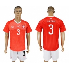 Switzerland #3 Llacroi Red Home Soccer Country Jersey