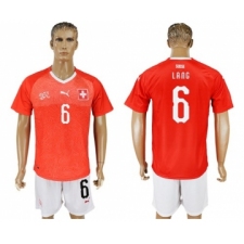 Switzerland #6 Lang Red Home Soccer Country Jersey