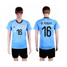 Uruguay #16 M.Pereira Home Soccer Country Jersey