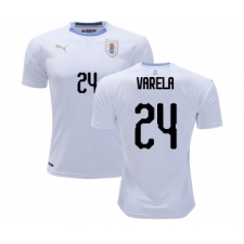 Uruguay #24 Varela Away Soccer Country Jersey