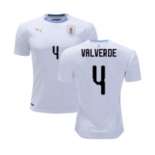 Uruguay #4 Valverde Away Soccer Country Jersey