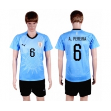 Uruguay #6 A.Pereira Home Soccer Country Jersey