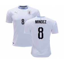 Uruguay #8 Nandez Away Soccer Country Jersey