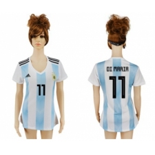 Women's Argentina #11 Di Maria Home Soccer Country Jersey