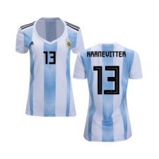Women's Argentina #13 Kranevitter Home Soccer Country Jersey
