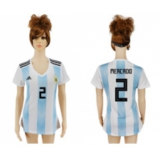 Women's Argentina #2 Mercado Home Soccer Country Jersey