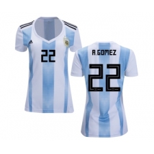 Women's Argentina #22 A.Gomez Home Soccer Country Jersey