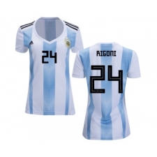 Women's Argentina #24 Rigoni Home Soccer Country Jersey