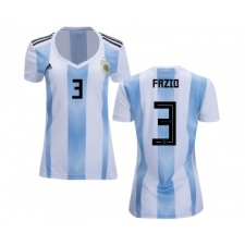 Women's Argentina #3 Fazio Home Soccer Country Jersey