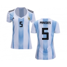 Women's Argentina #5 Paredes Home Soccer Country Jersey