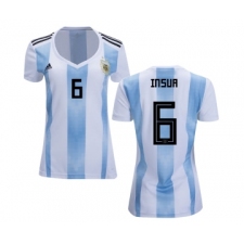 Women's Argentina #6 Insua Home Soccer Country Jersey