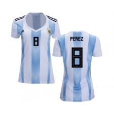 Women's Argentina #8 Perez Home Soccer Country Jersey