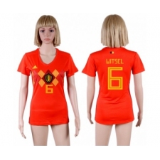 Women's Belgium #6 Witsel Red Home Soccer Country Jersey