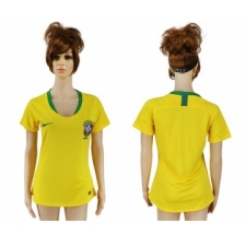 Women's Brazil Blank Home Soccer Country Jersey