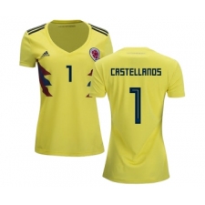 Women's Colombia #1 Castellanos Home Soccer Country Jersey