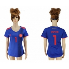 Women's Colombia #1 Ospina Away Soccer Country Jersey