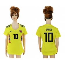 Women's Colombia #10 James Home Soccer Country Jerse