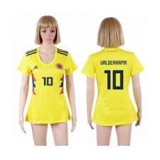 Women's Colombia #10 Valderrama Home Soccer Country Jersey