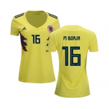 Women's Colombia #16 M.Borja Home Soccer Country Jersey