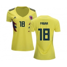 Women's Colombia #18 Fabra Home Soccer Country Jersey