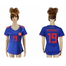 Women's Colombia #19 Hernandez Away Soccer Country Jersey