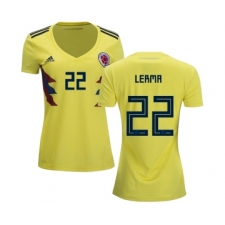 Women's Colombia #22 Lerma Home Soccer Country Jersey