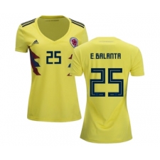 Women's Colombia #25 E.Balanta Home Soccer Country Jersey