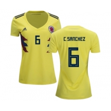 Women's Colombia #6 C.Sanchez Home Soccer Country Jerseyy