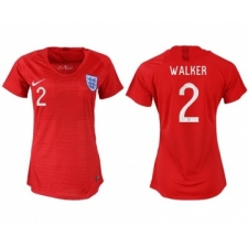 Women's England #2 Walker Away Soccer Country Jersey