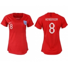 Women's England #8 Henderson Away Soccer Country Jersey