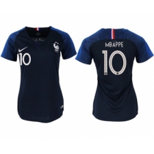 Women's France #10 Mbappe Home Soccer Country Jersey