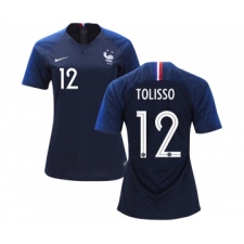 Women's France #12 Tolisso Home Soccer Country Jersey
