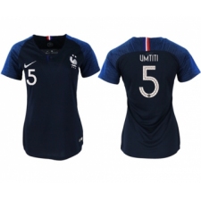 Women's France #5 Umtiti Home Soccer Country Jersey