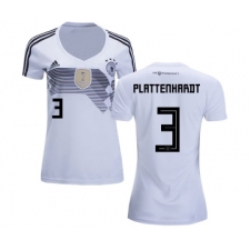 Women's Germany #3 Plattenhardt White Home Soccer Country Jersey