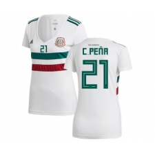 Women's Mexico #21 C.Pena Away Soccer Country Jersey