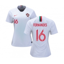 Women's Portugal #16 Fernandes Away Soccer Country Jersey