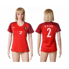Women's Portugal #2 B.Alves Home Soccer Country Jersey