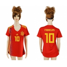 Women's Spain #10 Fabregas Red Home Soccer Country Jersey