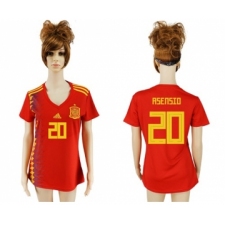 Women's Spain #20 Asensio Red Home Soccer Country Jersey