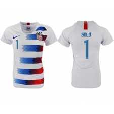 Women's USA #1 Solo Home Soccer Country Jersey