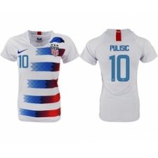 Women's USA #10 Pulisic Home Soccer Country Jersey