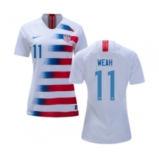 Women's USA #11 Weah Home Soccer Country Jersey