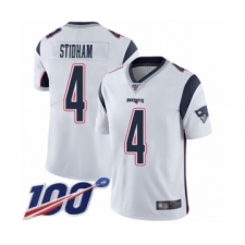 Men's New England Patriots #4 Jarrett Stidham White Vapor Untouchable Limited Player 100th Season Football Jersey