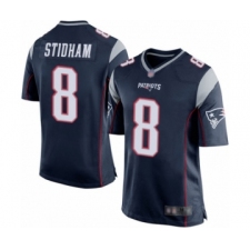 Men's New England Patriots #8 Jarrett Stidham Game Navy Blue Team Color Football Jersey