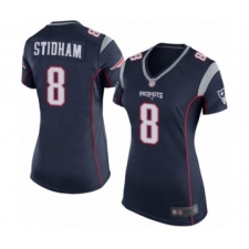 Women's New England Patriots #8 Jarrett Stidham Game Navy Blue Team Color Football Jersey