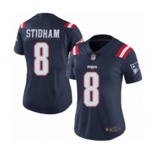 Women's New England Patriots #8 Jarrett Stidham Limited Navy Blue Rush Vapor Untouchable Football Jersey