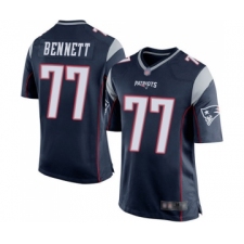 Men's New England Patriots #77 Michael Bennett Game Navy Blue Team Color Football Jersey