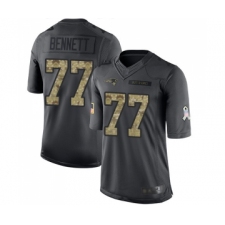 Men's New England Patriots #77 Michael Bennett Limited Black 2016 Salute to Service Football Jersey